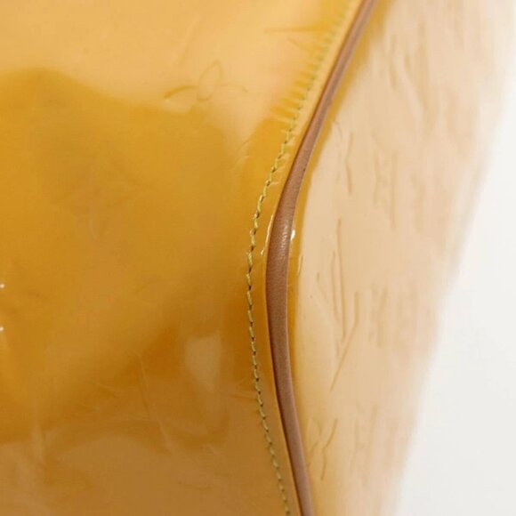 LOUIS VUITTON Monogram Vernis Houston Hand Bag Lime Yellow M91055 LV Auth 95398 - Picture 4 of 16